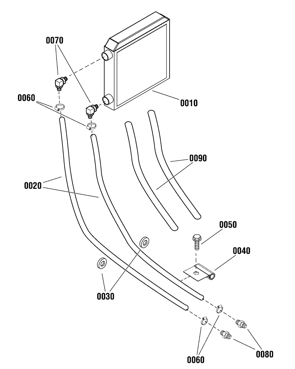 Engine Group - Oil Cooler Diagram and Parts List for 080084-00  Briggs and Stratton Generator